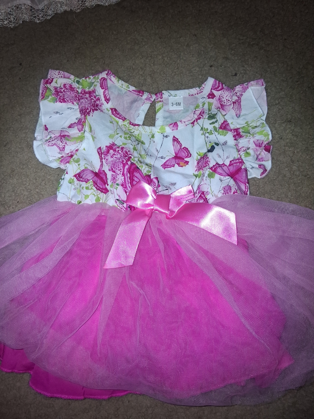 SHEIN Pink Floral Butterfly Tulle Dress for Kids